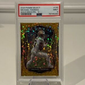 🔥 2020 Michael Thomas 2/10 Panini Select Gold Disco Prizm PSA 9